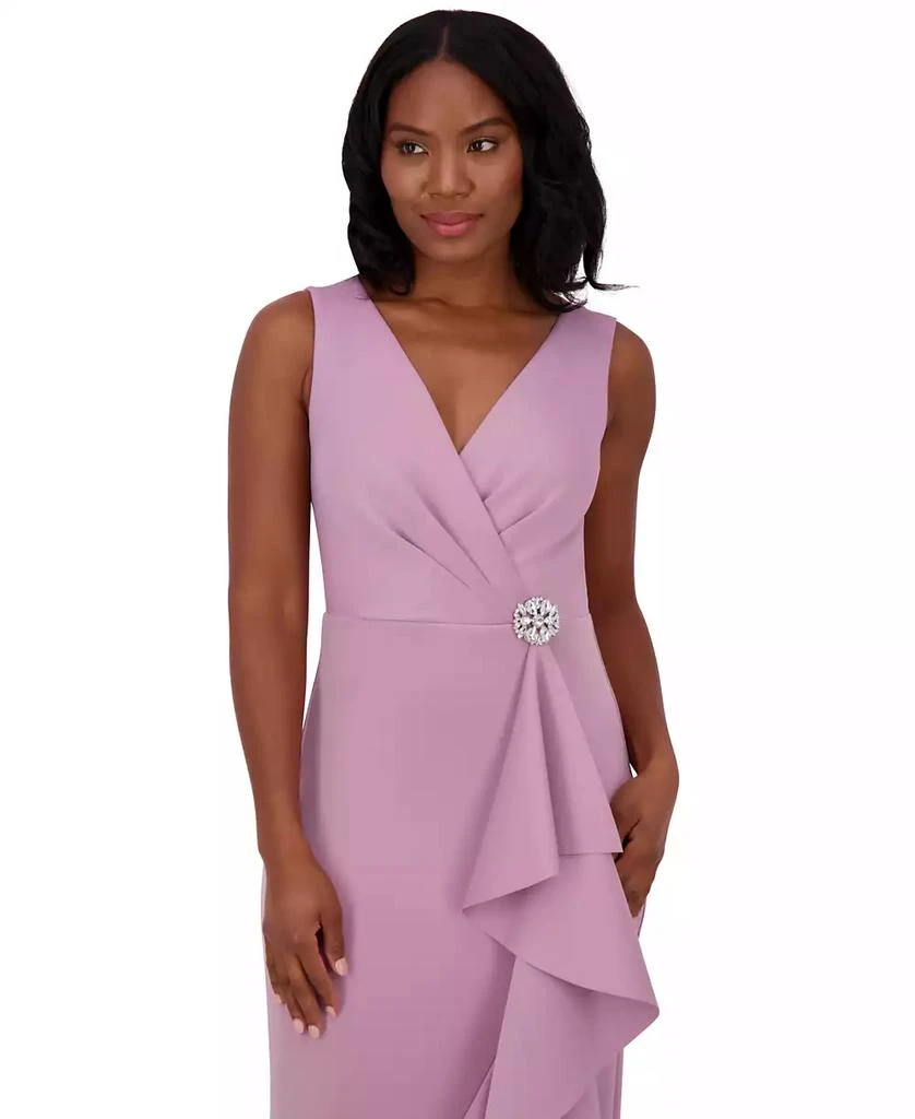 Jessica Howard Women's Cascade-Ruffle Surplice-Neck Gown 3