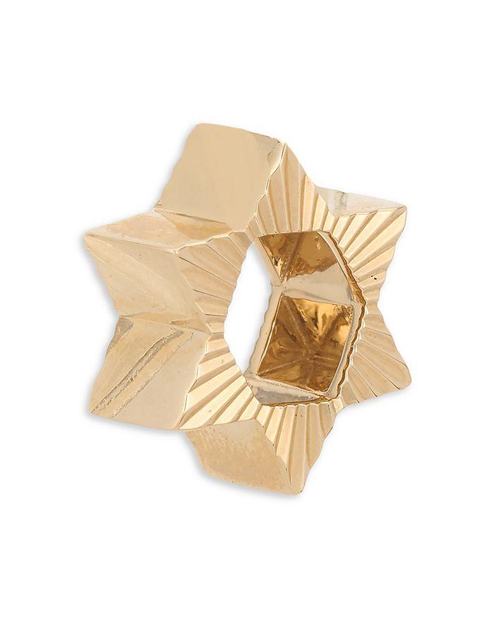 Adina Reyter 9K Yellow Gold Star of David Fluted Big Bead Pendant