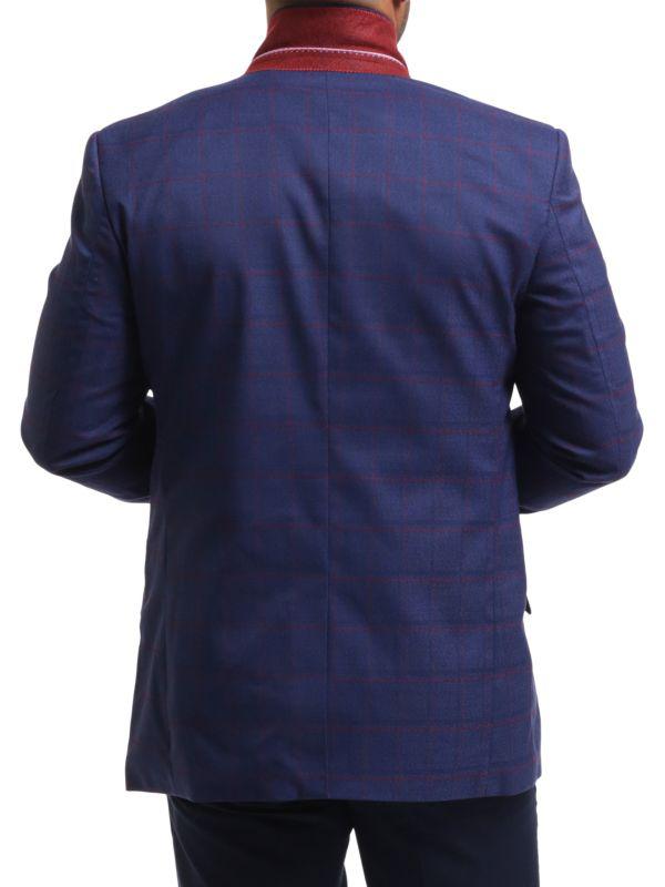 Elie Balleh Slim Modern Fit Plaid Blazer