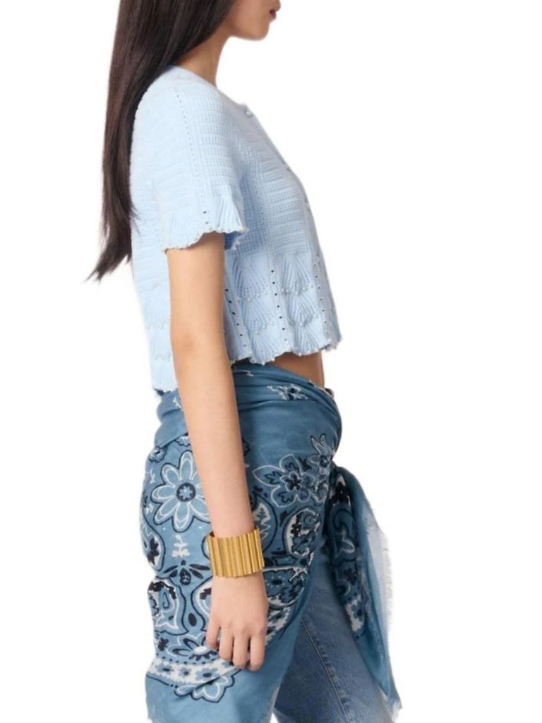 Maje Beaded Pointelle Knit Short Sleeve Cardigan 3