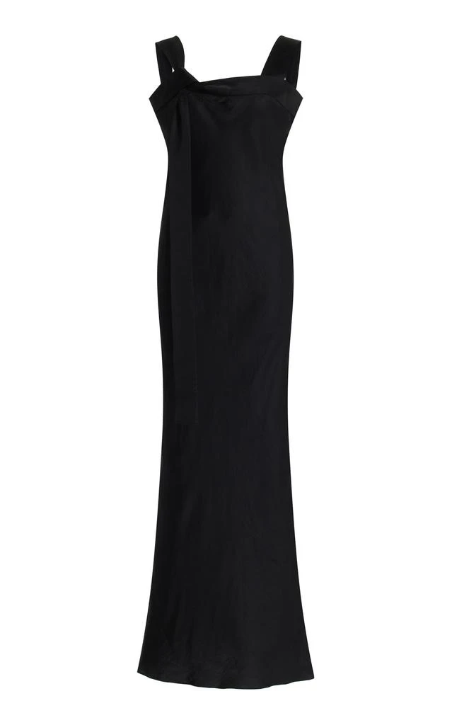 Bondi Born BONDI BORN - Bormio Twisted Linen-Blend Maxi Dress - Black - XS - Moda Operandi 1