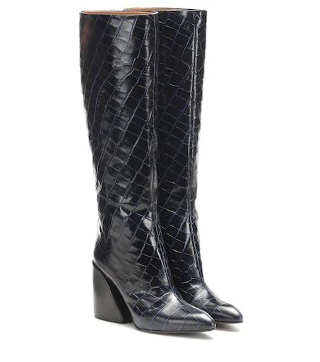 Chloé Wave croc-effect leather boots 1