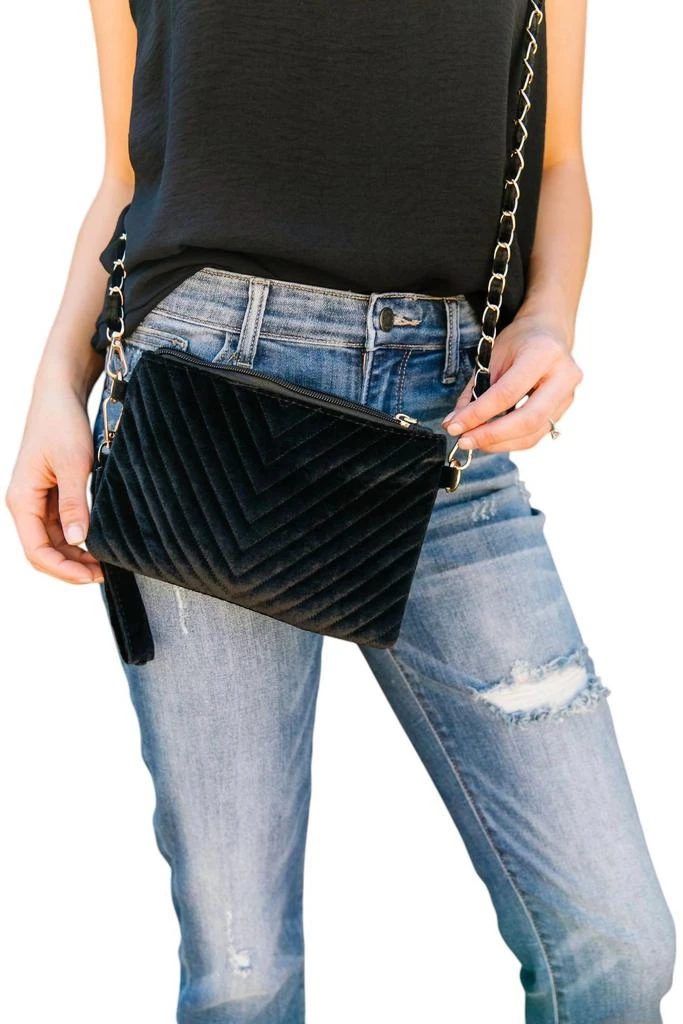 Justin & Taylor Justin & Taylor - Velvet Chevron Crossbody Bag 1