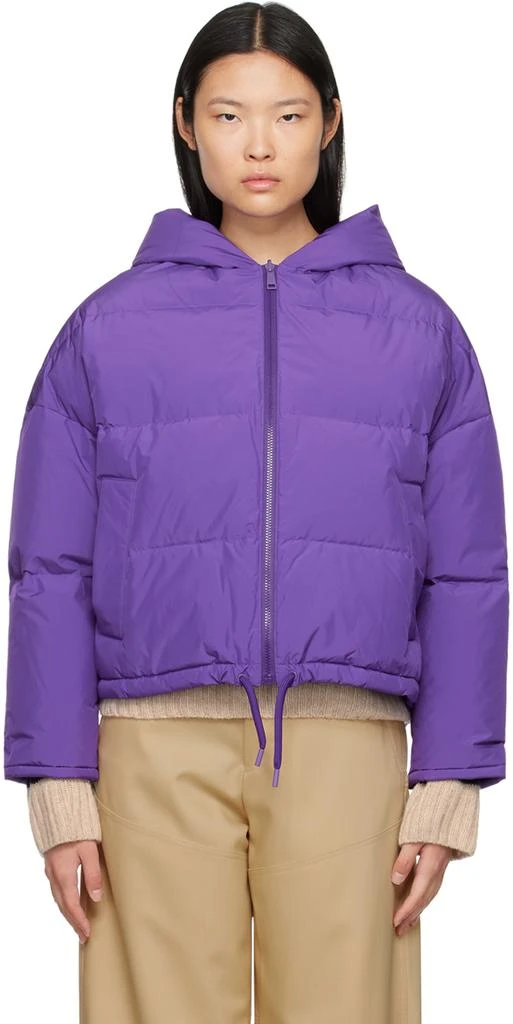 Yves Salomon Purple Hooded Reversible Down Jacket 1