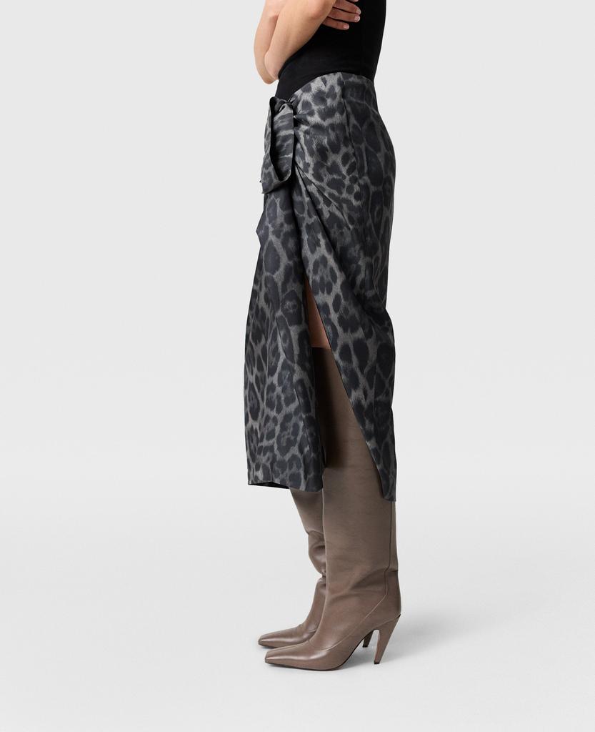 Stella McCartney Stella McCartney - Knotted Asymmetric Leopard Midi Skirt, Woman, Ash grey, Size: 40