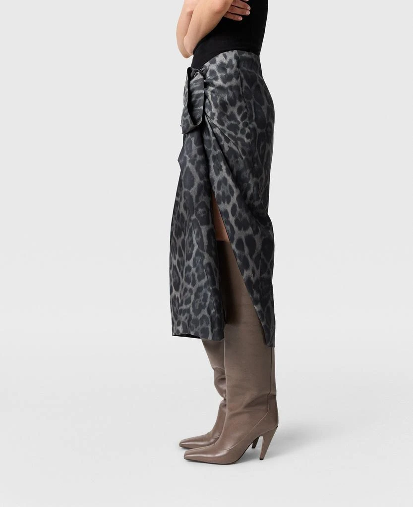 Stella McCartney Stella McCartney - Knotted Asymmetric Leopard Midi Skirt, Woman, Ash grey, Size: 40 1