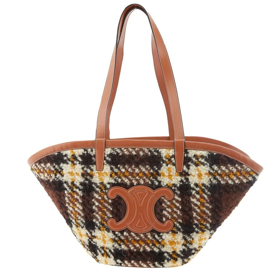 Celine Ladies Plaid Fabric Tote Bag 1