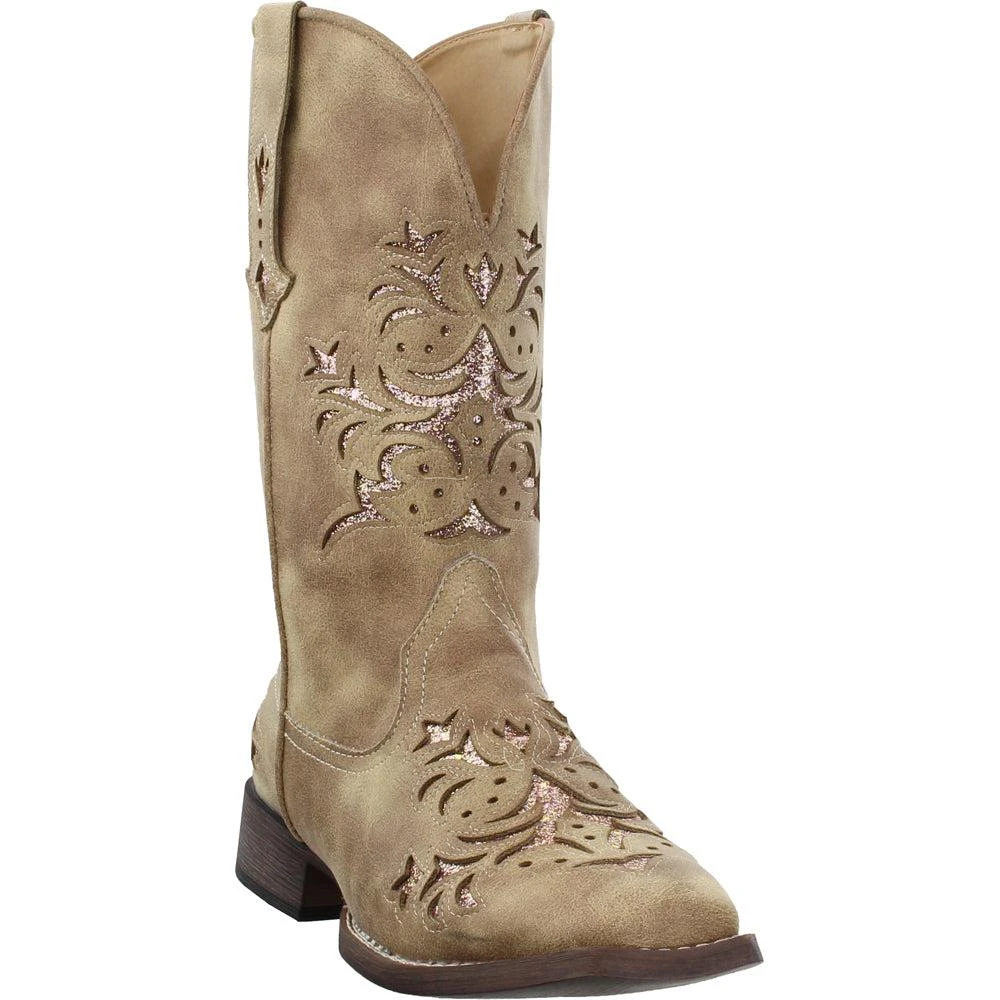 Roper Kennedy Glitter Tooled Inlay Square Toe Cowboy Boots 2