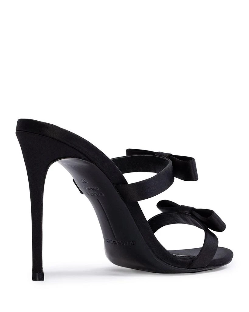 Black Suede Studio Women's Chic Satin High Heel Bow Sandals 5