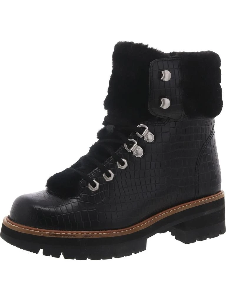 Clarks Orianna Hiker Womens Leather Faux Fur Trim Combat & Lace-Up Boots 1