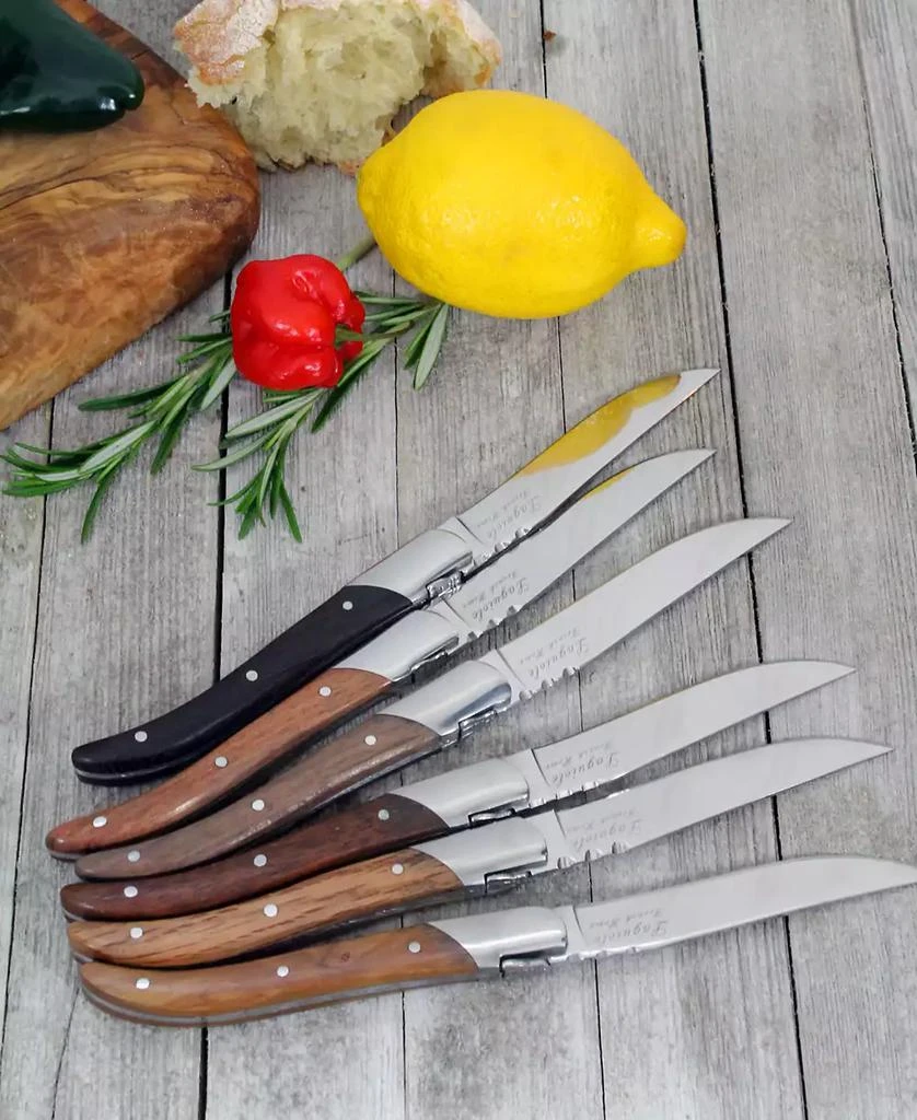 French Home Set of 6 Laguiole Connoisseur Assorted Wood Steak Knives 6