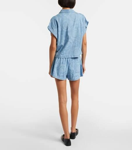 Versace Barocco cropped denim chambray shirt 3