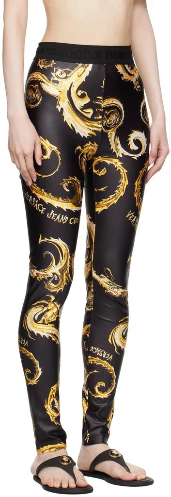 Versace Black & Gold Chromo Couture Leggings 2