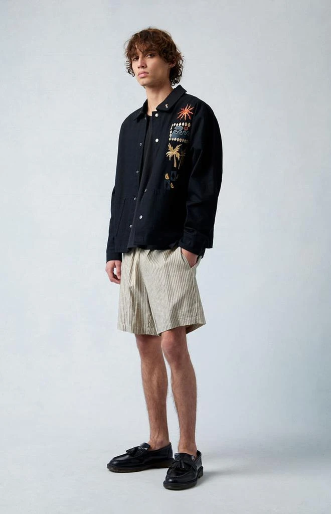 PacSun Black Russel Linen Volley Shorts 4