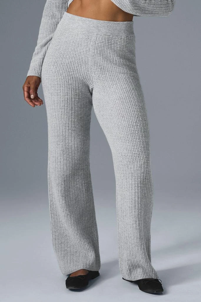 Alo Cashmere High-Waist Plush Waffle Pant - Athletic Heather Grey 1