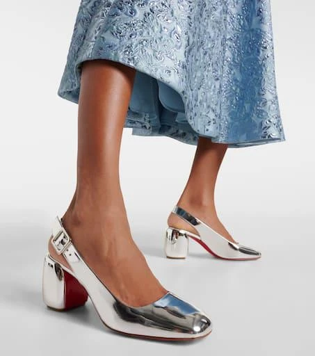 Christian Louboutin Minny 70 metallic leather slingback pumps 4