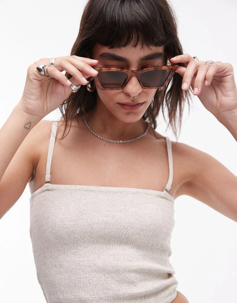Topshop Topshop Lilian oversized cat eye glasses in brown tort 4