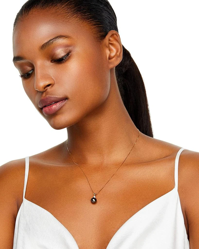 Bloomingdale's Fine Collection Tahitian Black Cultured Pearl & Diamond Pendant Necklace in 14K Yellow Gold, 18" - Exclusive 2