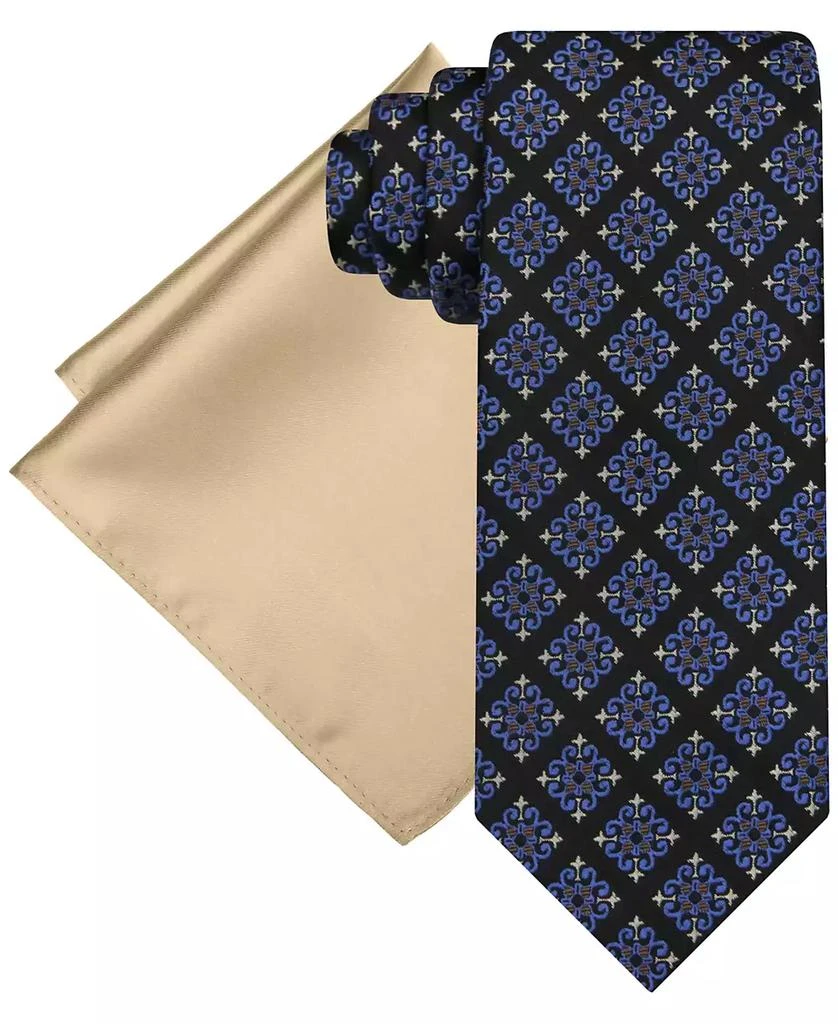 Steve Harvey Men's Square Tie & Solid Pocket Square Set 1
