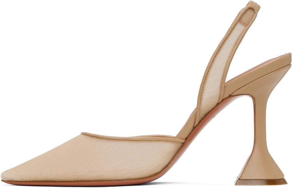 Amina Muaddi Beige Holli Mesh Sling 95 Heels 3