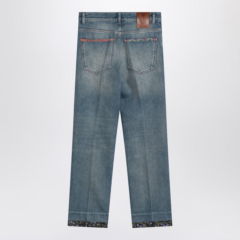 Valentino Valentino Garavani Washed Jeans With Floral Trims