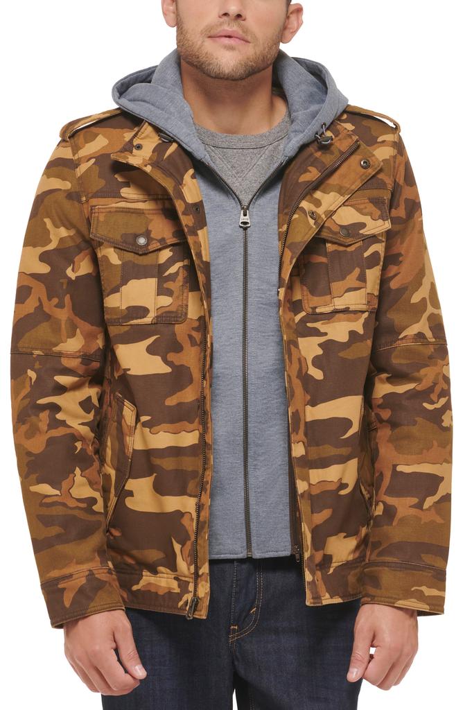Levi's faux shearling lined military jacket with hoodie discount