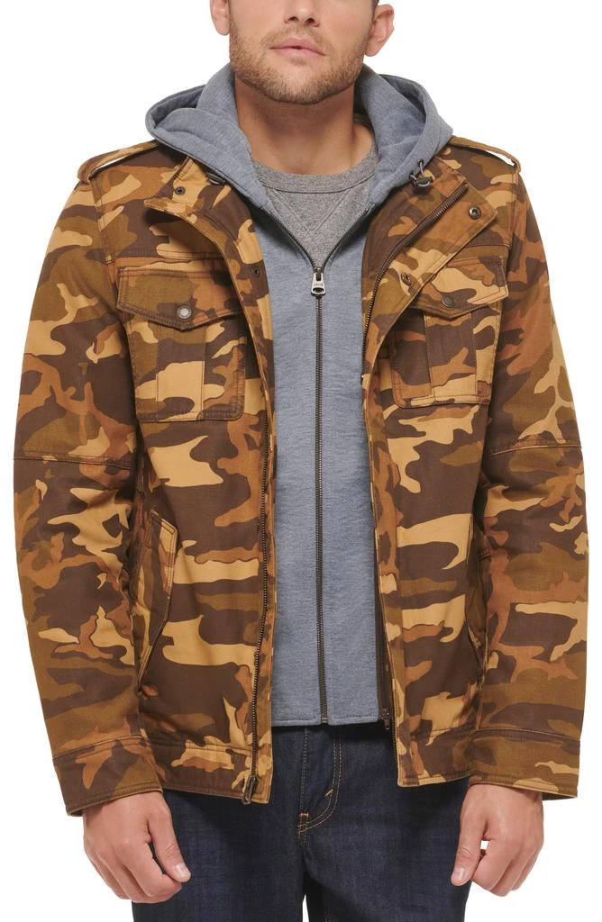 Levi's Washed Cotton Faux Shearling Lined Hooded Military Jacket 6