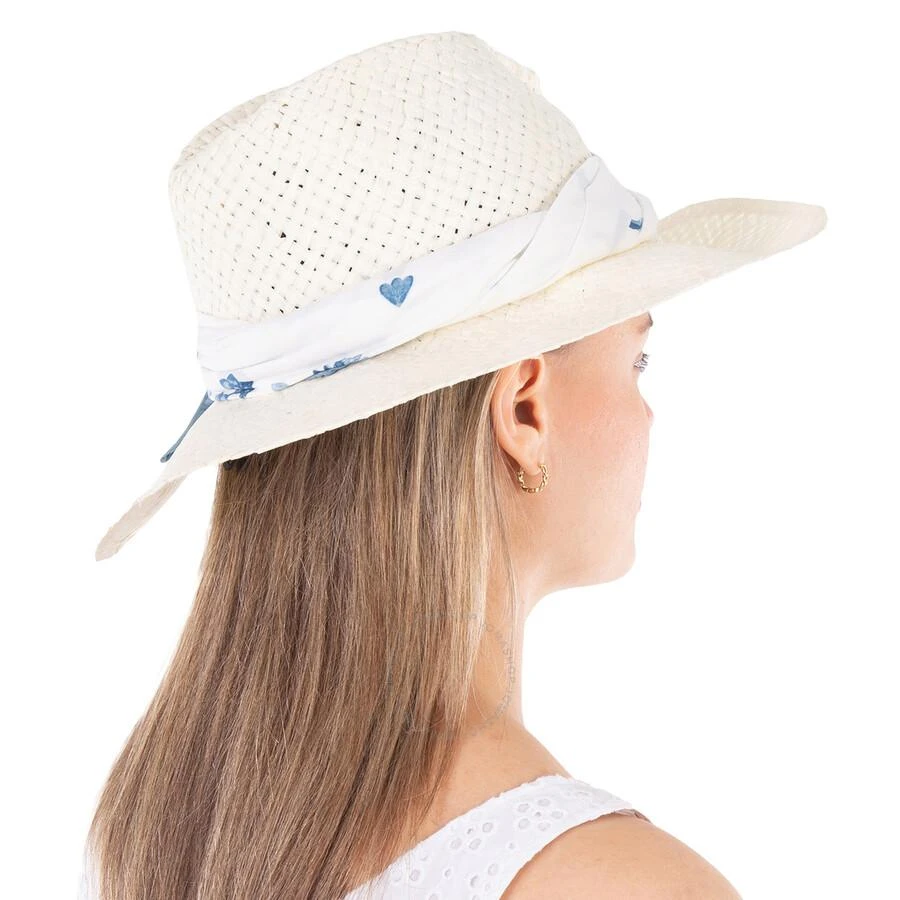 MAISON MICHEL Maison Michel Ladies Beige Kate Scarf-Detail Fedora Hat, Size Large 3