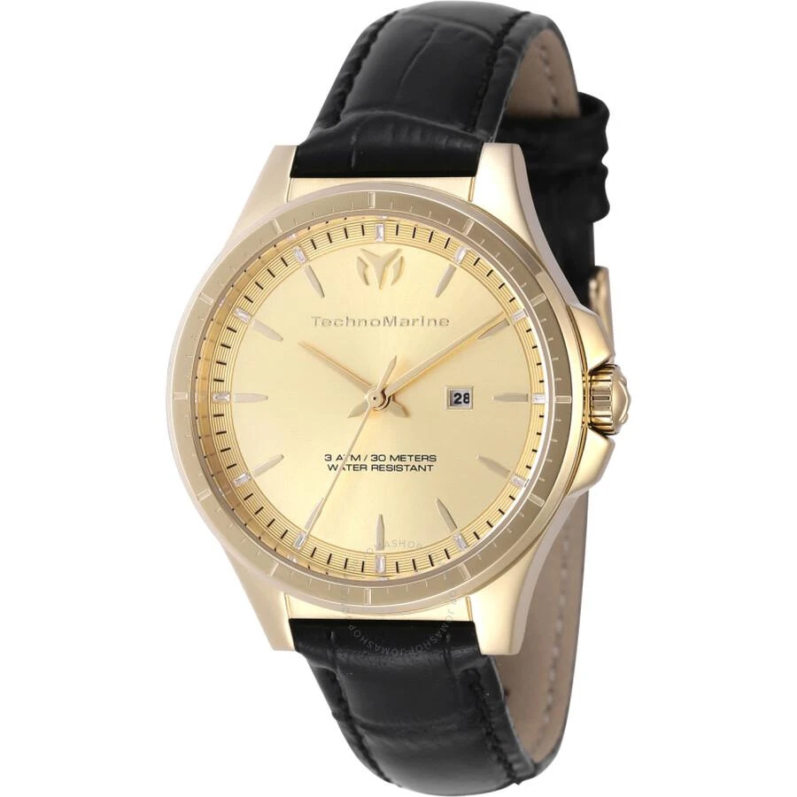 TechnoMarine MoonSun Date Quartz Gold Dial Ladies Watch TM-822045 1
