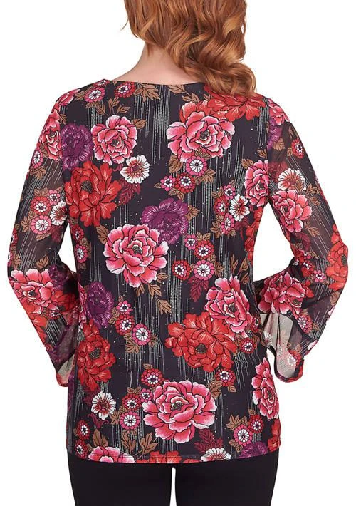 Ruby Rd Rd Plus Glittering Rose Kimono Blouse 2