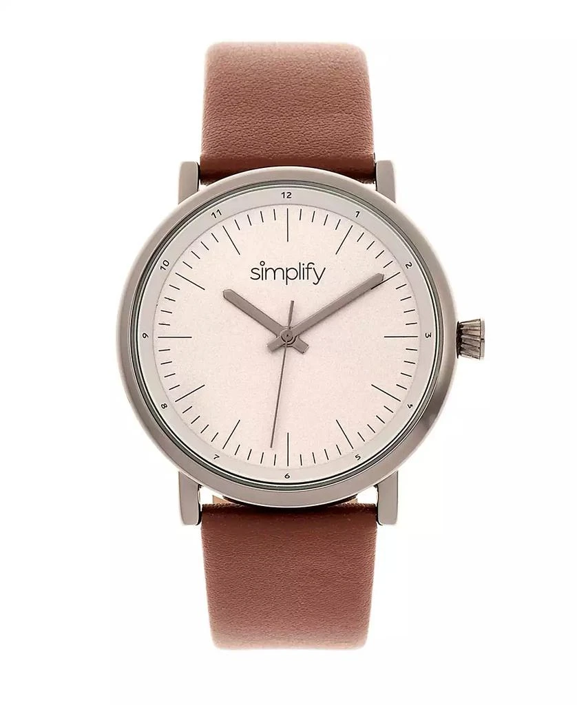 Simplify Quartz The 6200 Grey Case, Genuine Brown Leather Watch 39mm 1