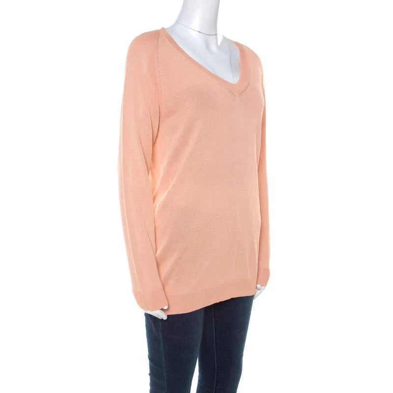 Prada Prada Pastel Orange Knitted V-Neck Loose Pullover S 2
