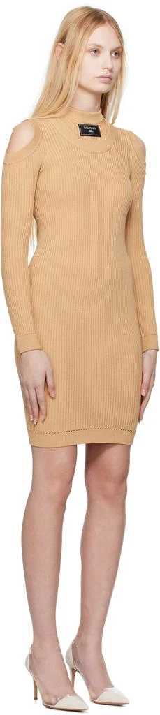 Balmain Beige Shoulder Cut Knit Minidress 2