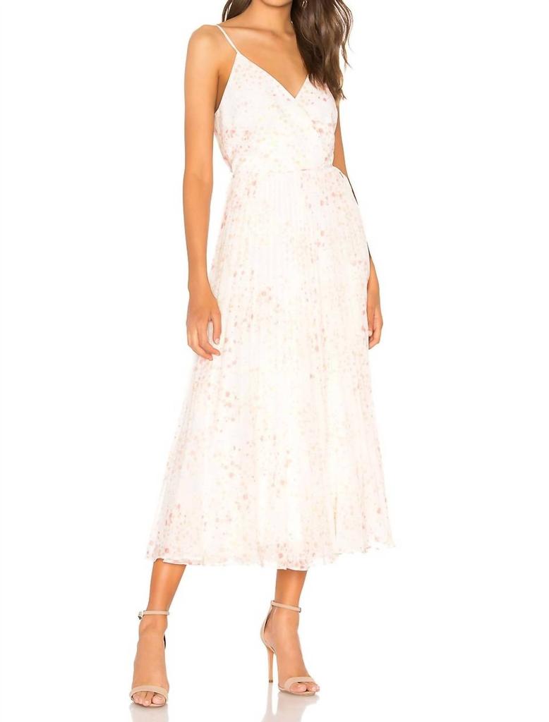1. State 1.State - Pleated Dotted Print Midi Accordion Wrap Dress