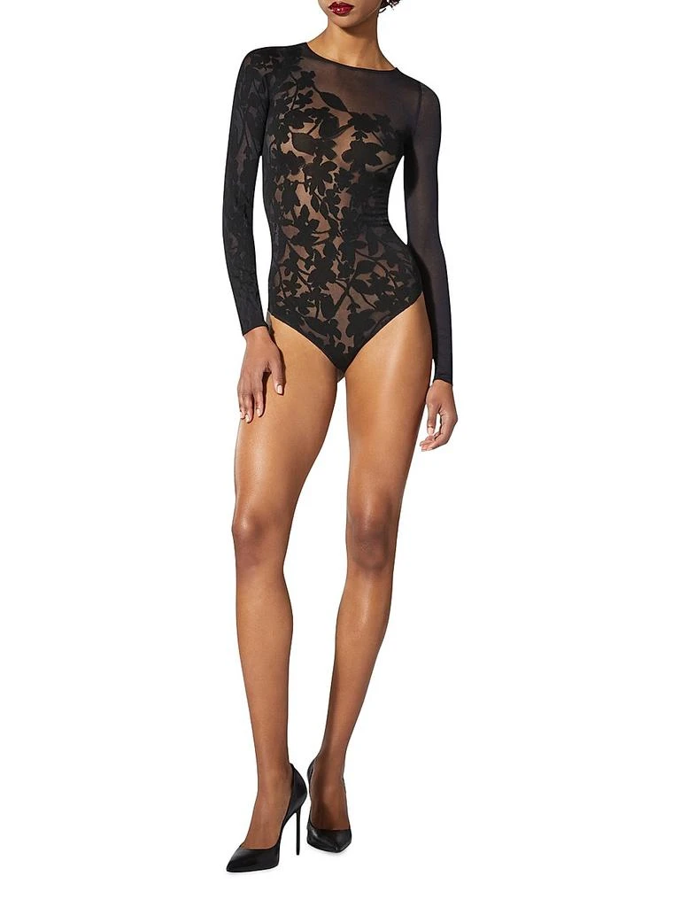 Wolford Floral Sheer Thong Bodysuit 2