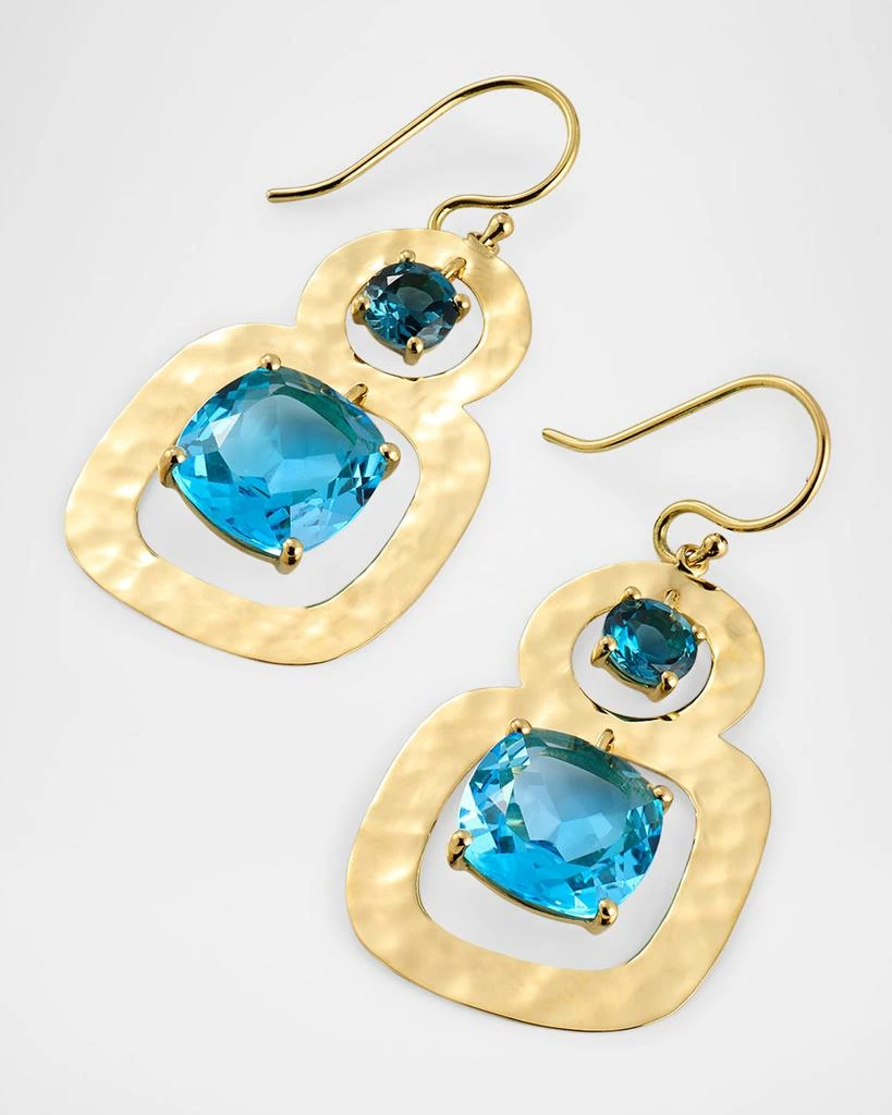 Ippolita Rock Candy 18K Yellow Gold Crinkled 2-Stone Earrings with Blue Topaz 3