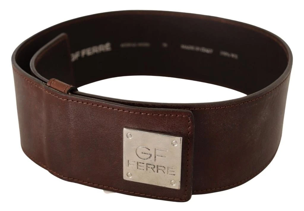 GF Ferre Genuine Leather Wide Logo Buckle Waist Women
s Belt