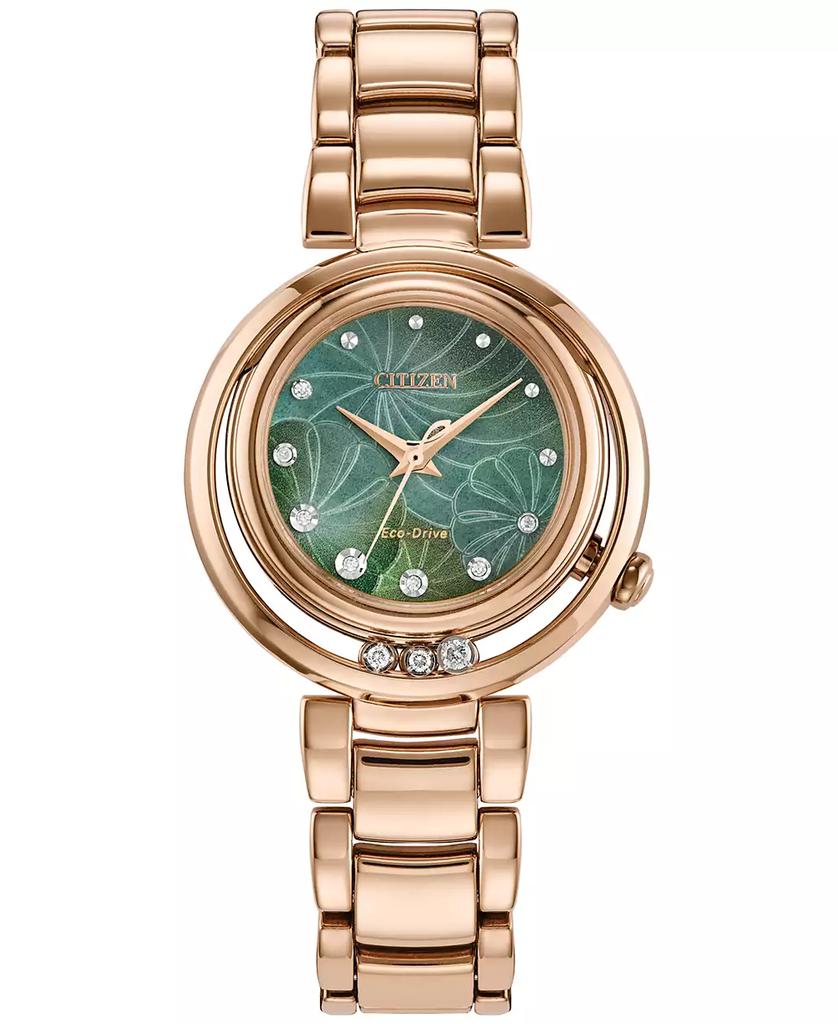 Citizen Eco-Drive Women's Arcly Diamond (1/10 ct. t.w.) Rose Gold-Tone Stainless Steel Bracelet Watch 30mm
