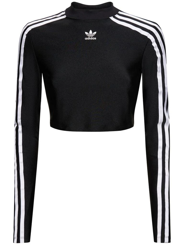 Adidas 3 Stripe Cropped Long Sleeve T-shirt 1