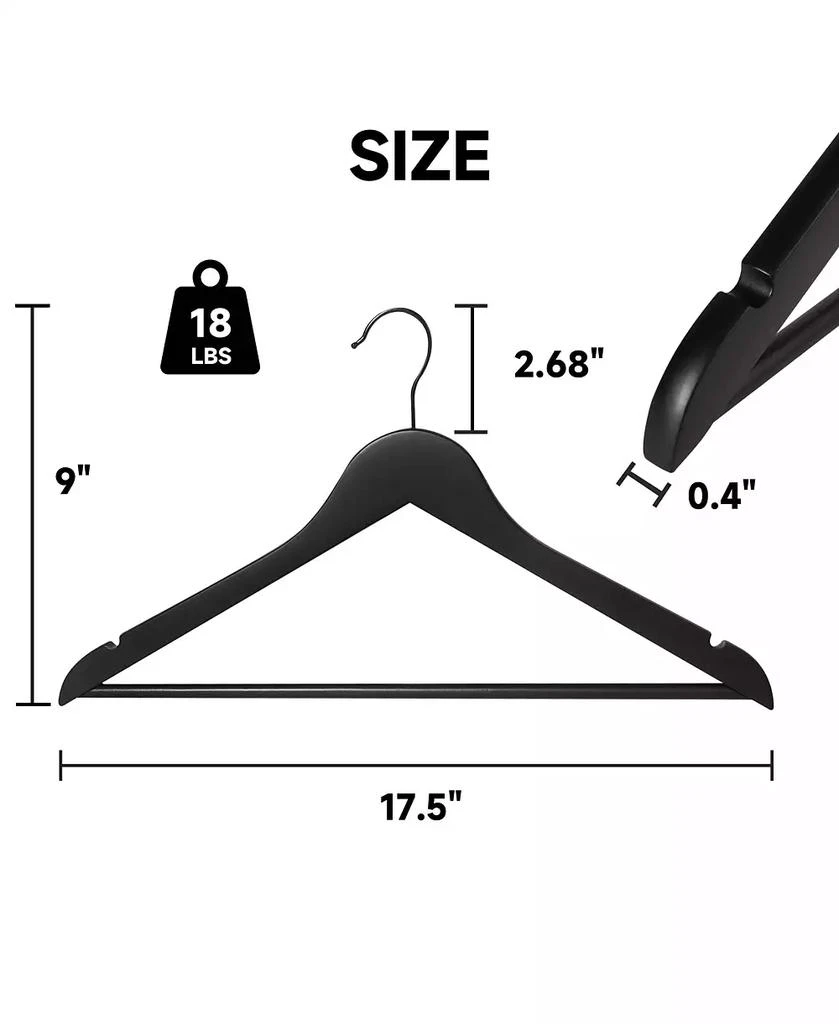 BP4U 36-Pack Premium Wooden Suit Hangers with Non-Slip Pant Bar, Heavy Duty Solid Wood Coat Hangers for Jackets, Shirts, Dresses, Trousers 2