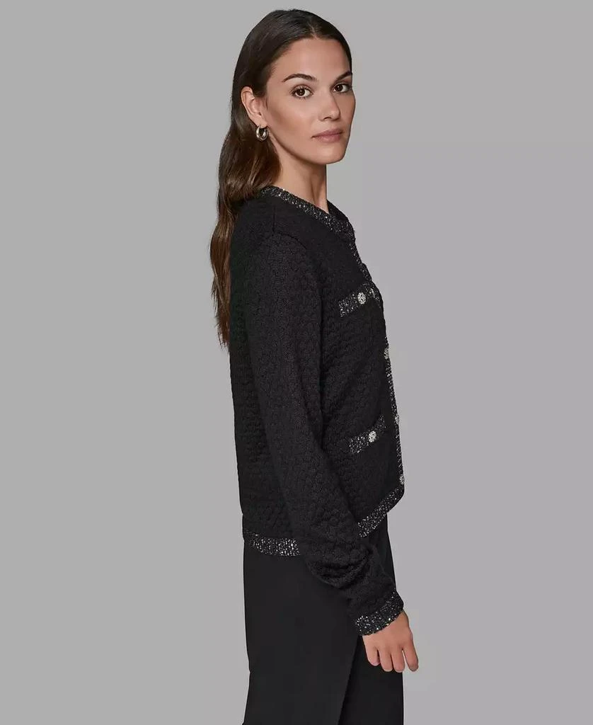 Karl Lagerfeld Paris Women's Crewneck Textured Cardigan 3