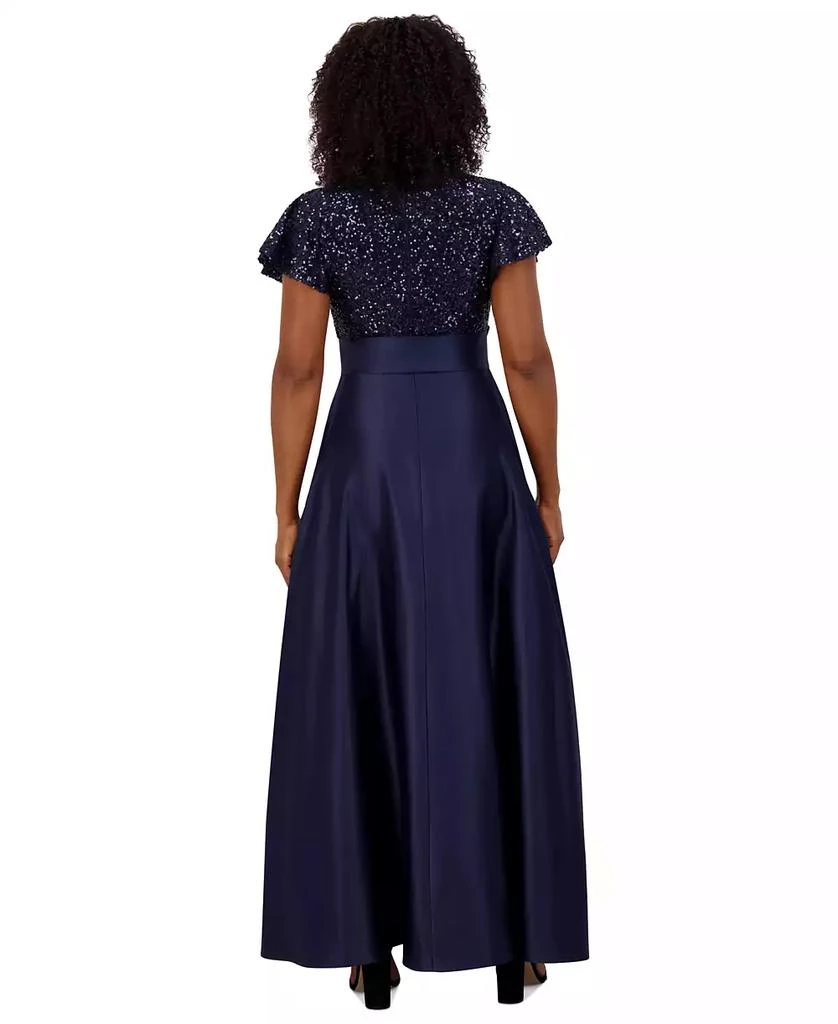 Jessica Howard Women's Sequinned-Bodice Satin-Skirt Ball Gown 4