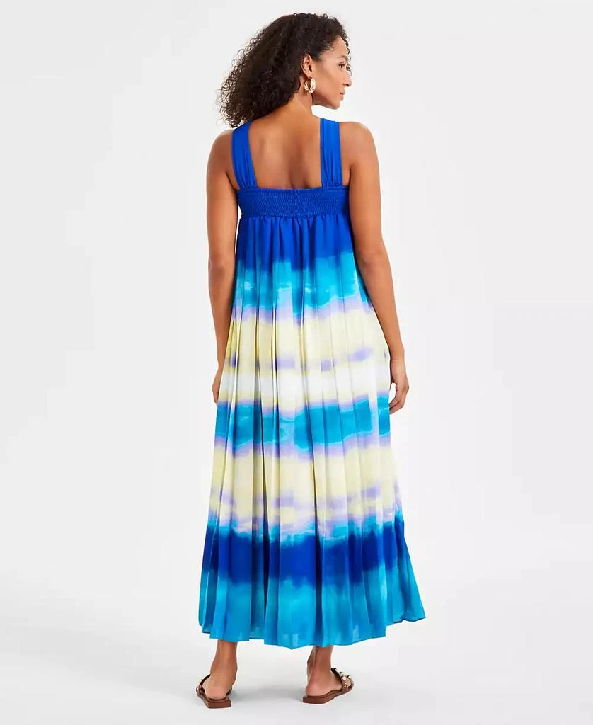 knee length dresses for ladies TIE DYE STRAPLESS SMOCKED MAXI DRESS