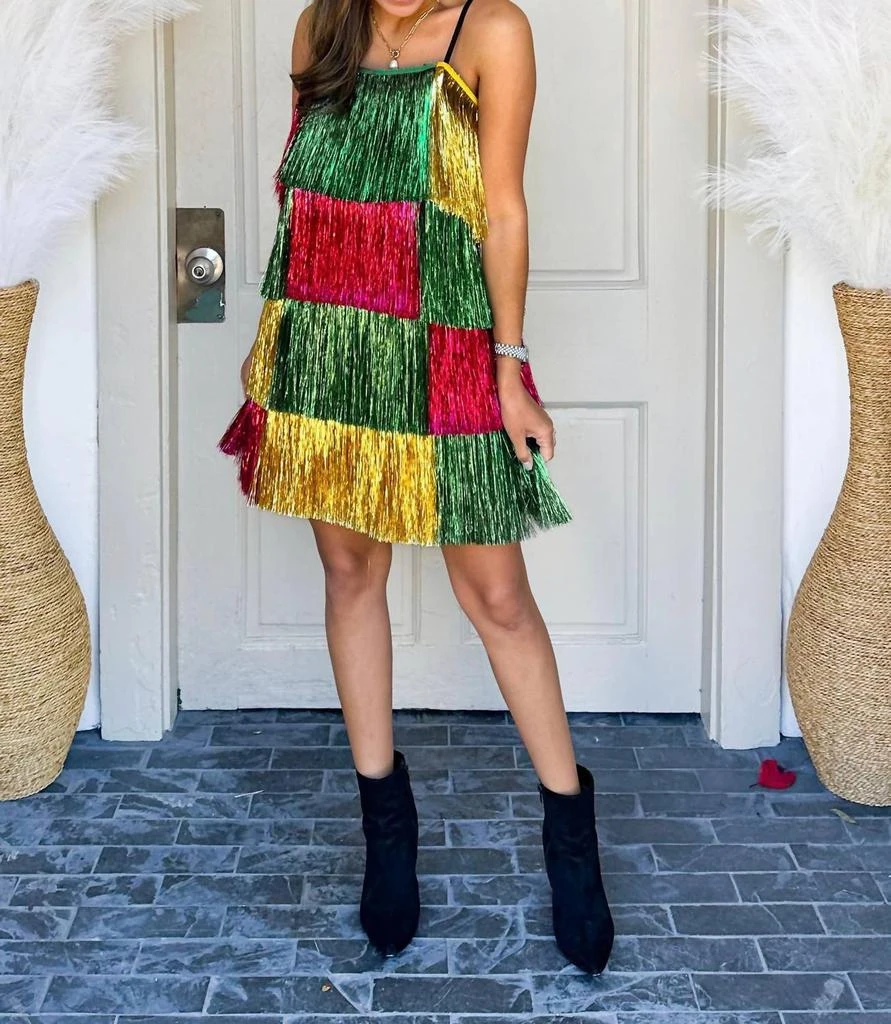 Why Dress Mardi Gras Tinsel Dress In Multi Color 1