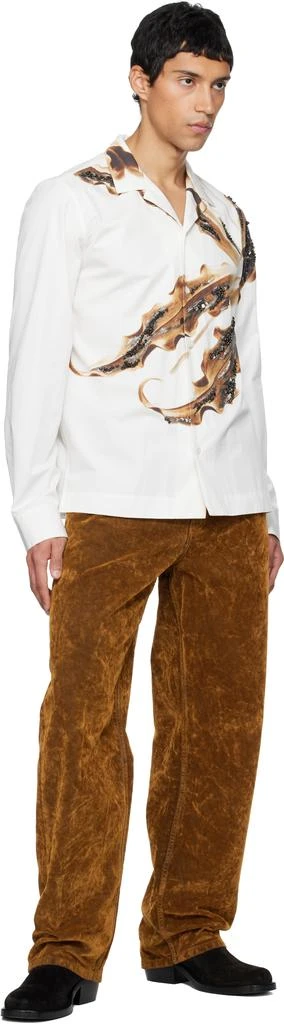 Dries Van Noten White Embroidered Cotton Shirt 4
