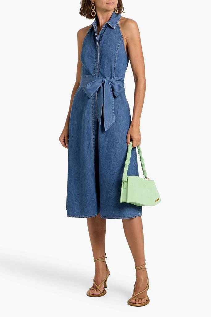 Chassidy belted cotton-chambray halterneck midi dress  On Sale Now with Up  to 50% Off | Discover Exclusive Deals & Savings at BeyondStyle  Authentic  ALICE + OLIVIA JEANS dresses|women|summer dresses|midi dresses|clothing