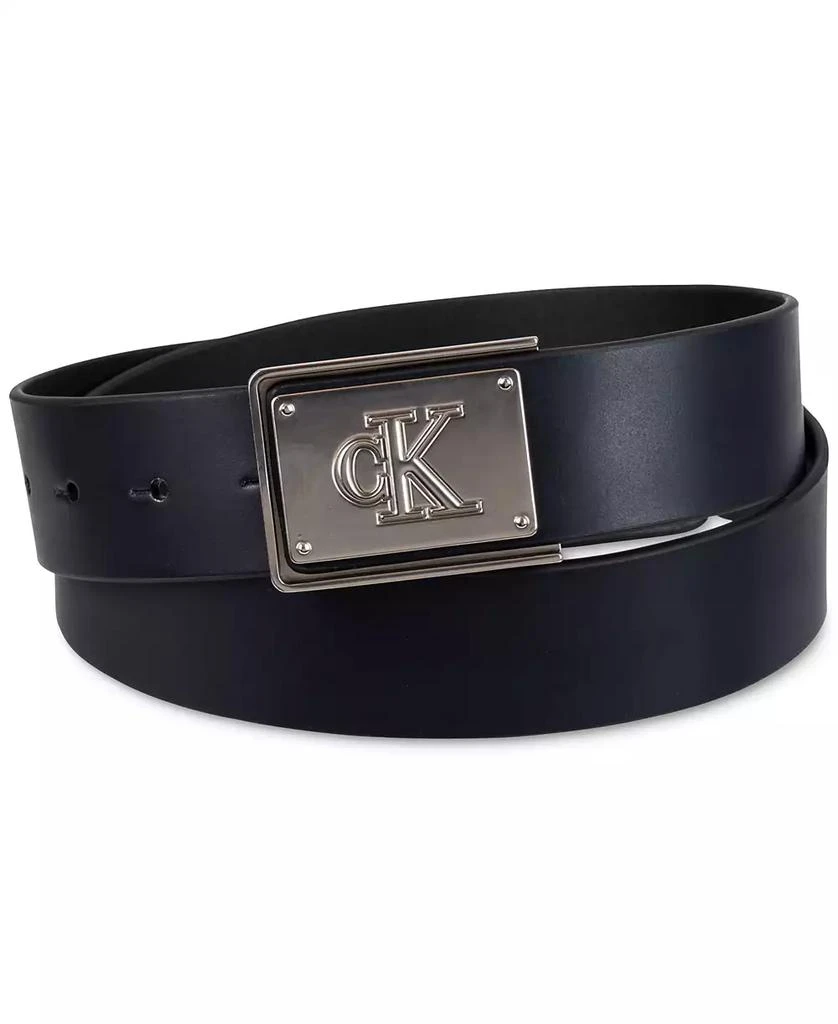 Calvin Klein Men
s CK Plate Plaque Belt