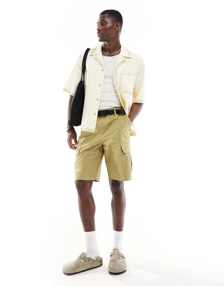 ASOS ASOS DESIGN cargo short with belt detail in khaki 1