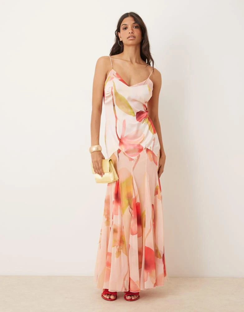 Shop ASOS DESIGN dropped waist satin and chiffon mix maxi dress with full godet skirt in pink floral print on Sale at BeyondStyle Get 45% Off ASOS DESIGN dropped waist satin Shop ASOS DESIGN dropped waist satin and chiffon mix maxi dress with full godet skirt in pink floral print on Sale at BeyondStyle Get 45% Off ASOS DESIGN dropped waist satin