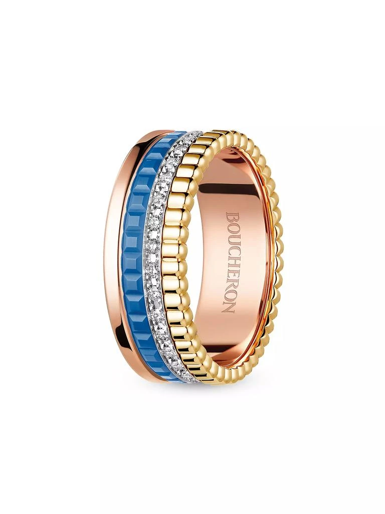 Boucheron Quatre Blue Edition Tri-Tone 18K Gold, HyCeram & 0.24 TCW Diamond Ring 2